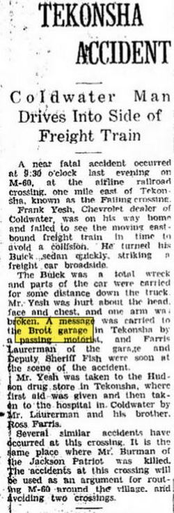 Brotts Garage (Sunoco, Amoco) - Jan 1930 Article (newer photo)